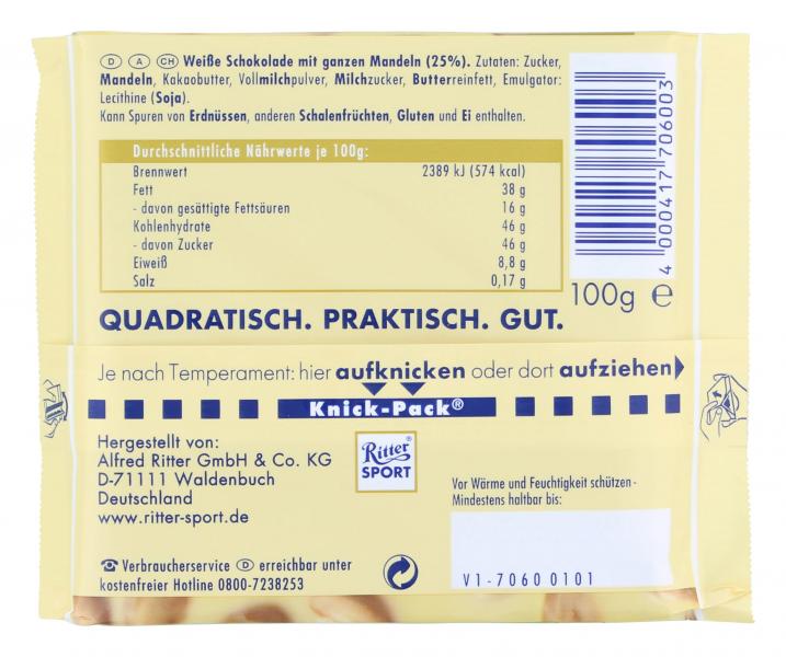 Ritter Sport Nussklasse Weisse Mandel