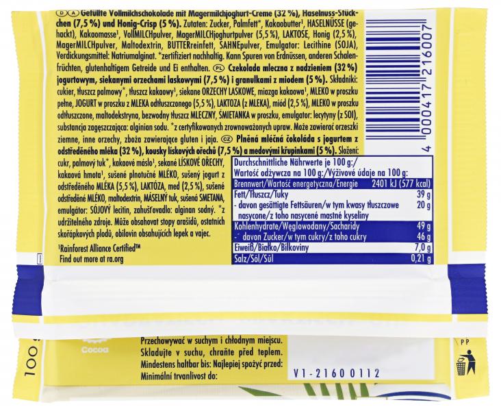 Ritter Sport Bunte Vielfalt Joghurt Honig Nuss