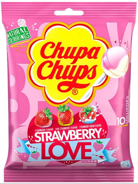 Chupa Chups Lutscher Strawberry Love 10er