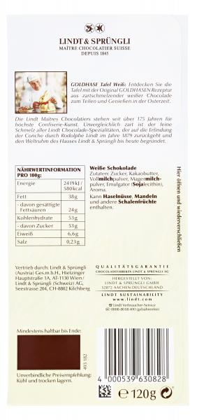 Lindt Goldhase Tafel Weiß