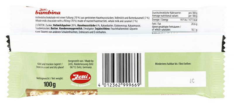 Zetti Bambina Tafel Vollmilch