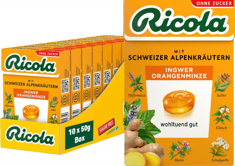 Ricola Ingwer Orangenminze ohne Zucker