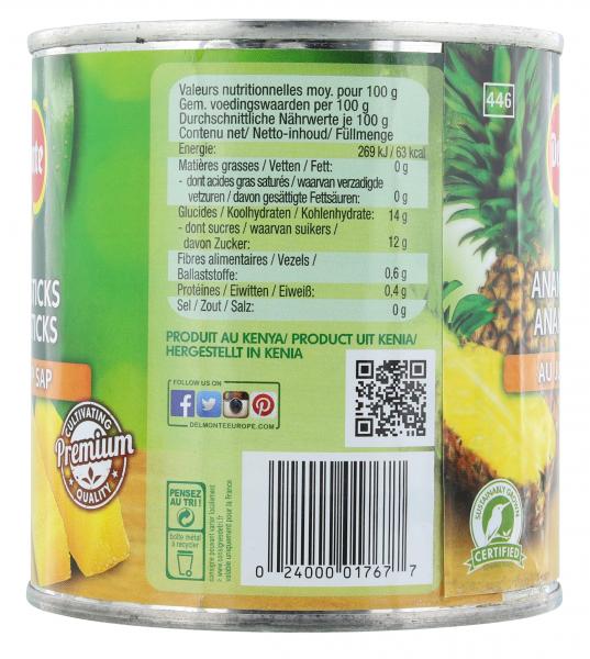 Del Monte Ananassticks in Ananassaft
