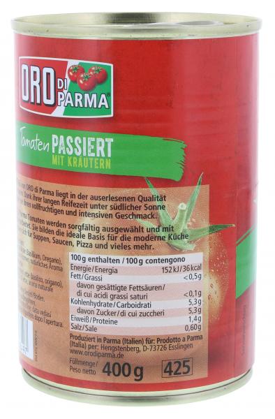 Oro di Parma Tomaten mit Kräutern passiert