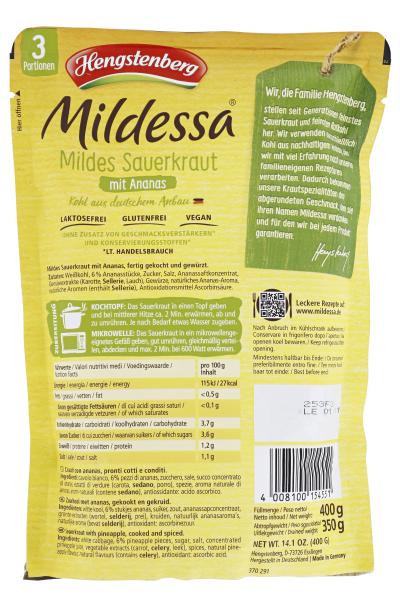 Hengstenberg Mildessa Sauerkraut mild mit Ananas