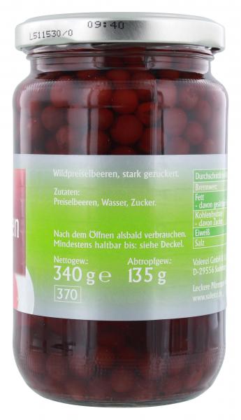 Valenzi Wild-Preiselbeeren in gesüßtem Aufguss