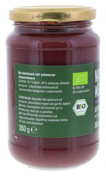 NaturWert Bio Apfelmark mit schwarzer Johannisbeere