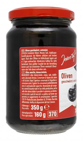 Jeden Tag Oliven geschwärzt entsteint
