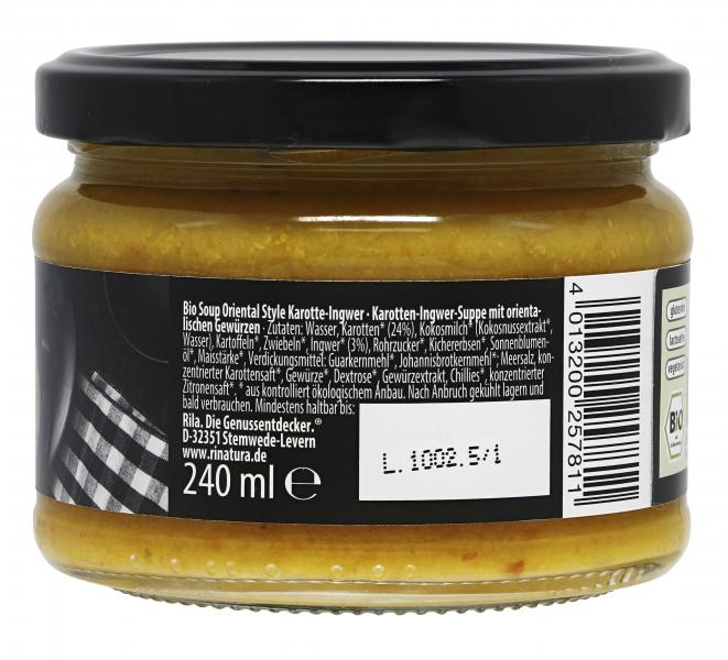 Rinatura Bio Foodie Lifestyle Soup Oriental Style Karotte-Ingwer