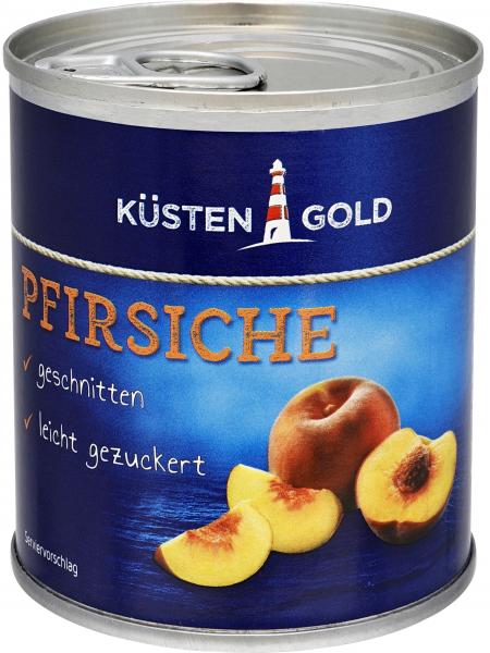 Küstengold Pfirsiche geschnitten