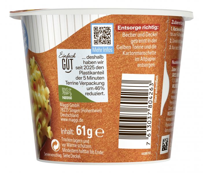 Maggi 5 Minuten Terrine Nudeln in Rahmsauce