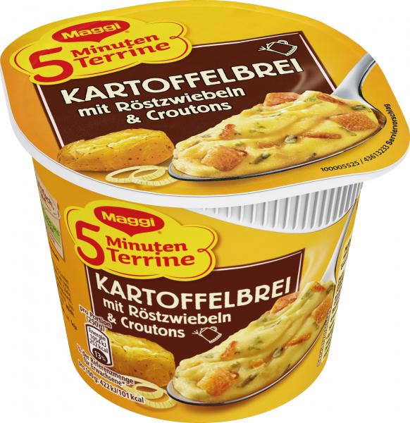 Maggi 5 Minuten Terrine Kartoffelbrei mit Röstzwiebeln & Croutons