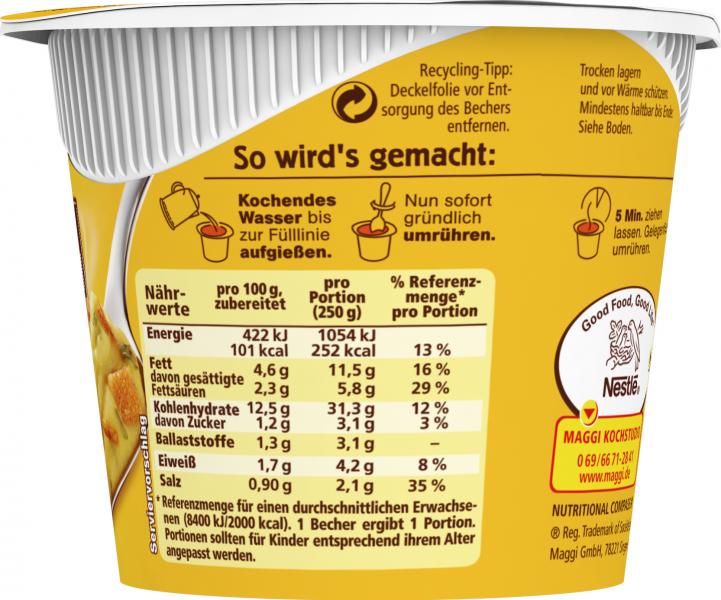 Maggi 5 Minuten Terrine Kartoffelbrei mit Röstzwiebeln & Croutons