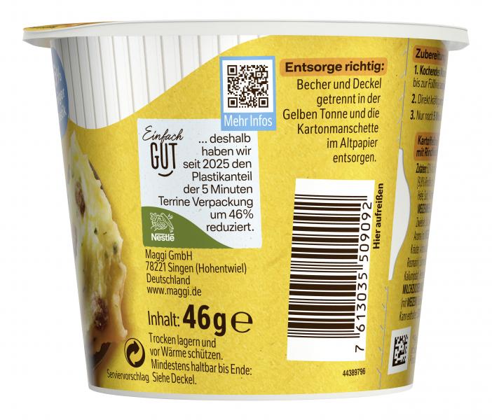 Maggi 5 Minuten Terrine Kartoffelbrei mit Fleischklößchen