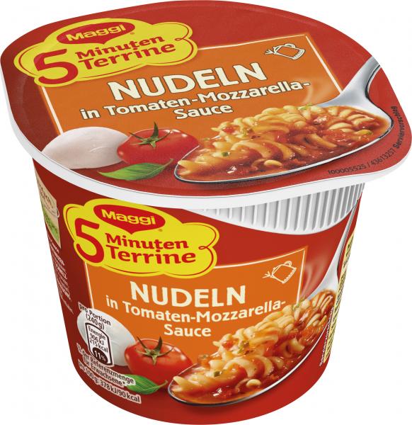 Maggi 5 Minuten Terrine Nudeln in Tomaten-Mozzarella Sauce