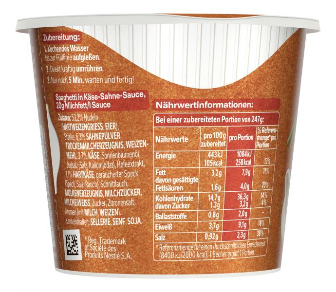 Maggi 5 Minuten Terrine Spaghetti in Käse-Sahne-Sauce