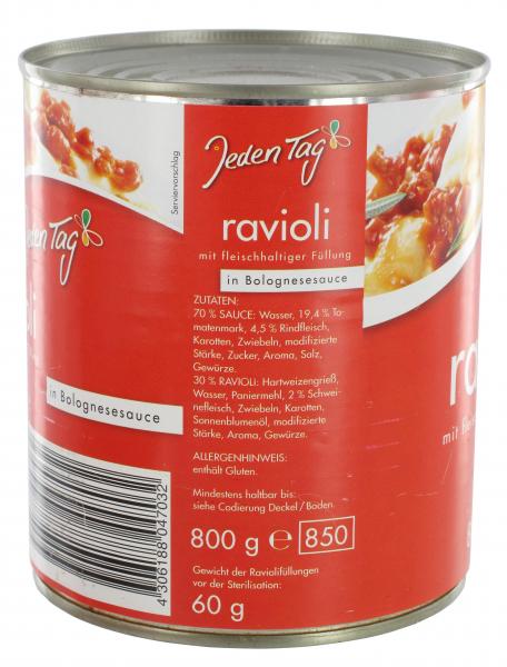 Jeden Tag Ravioli in Bolognesesauce