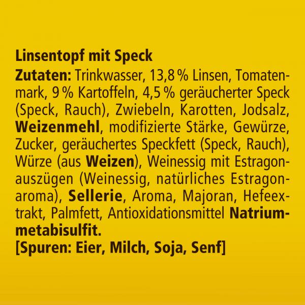 Maggi Ein Teller Linsentopf mit Speck