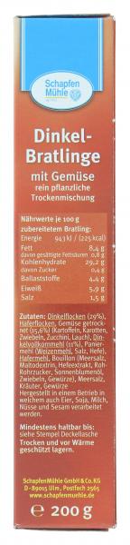 SchapfenMühle Dinkel-Bratlinge mit Gemüse