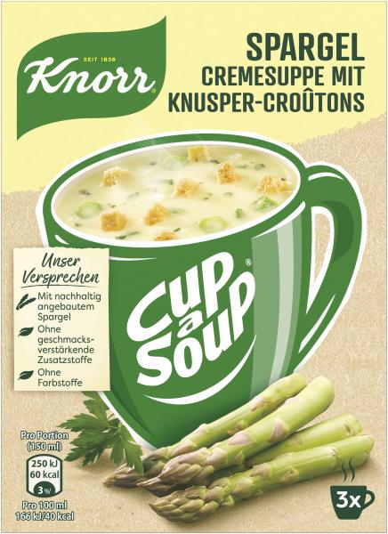 Knorr Spargel Cremesuppe mit Knusper-Croûtons