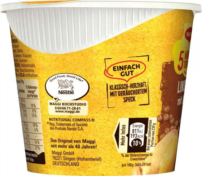 Maggi 5 Minuten Terrine Linsentopf mit Kartoffeln