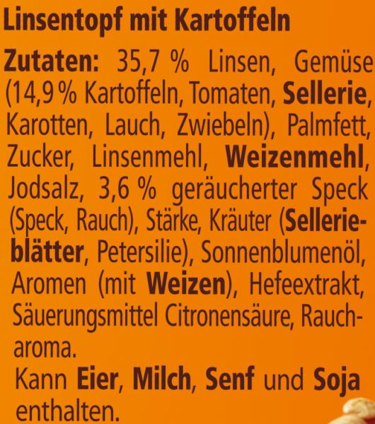 Maggi 5 Minuten Terrine Linsentopf mit Kartoffeln