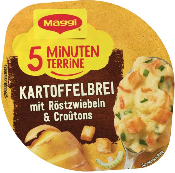 Maggi 5 Minuten Terrine Kartoffelbrei mit Röstzwiebeln & Croûtons