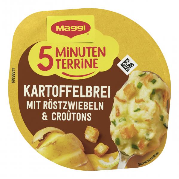 Maggi 5 Minuten Terrine Kartoffelbrei mit Röstzwiebeln & Croûtons