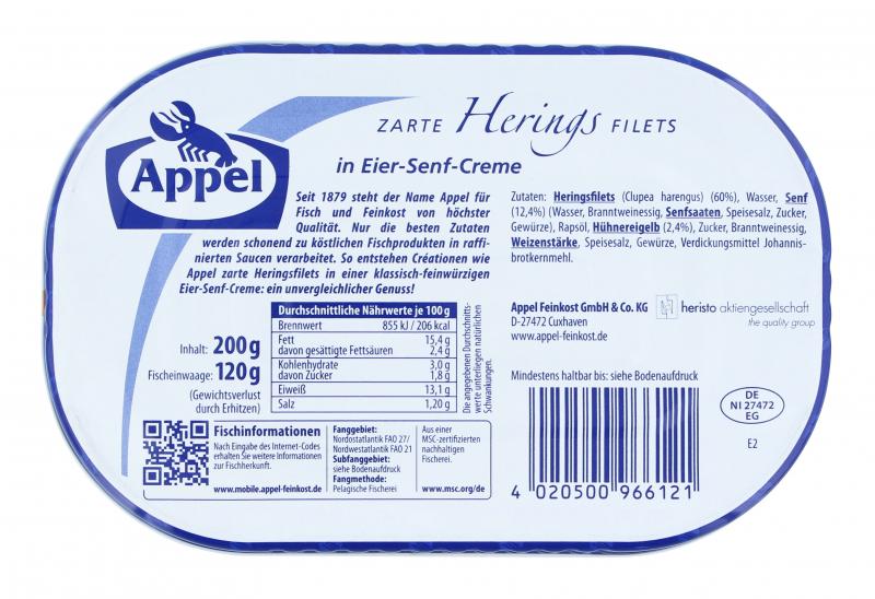 Appel Heringsfilets in Eier-Senf-Creme