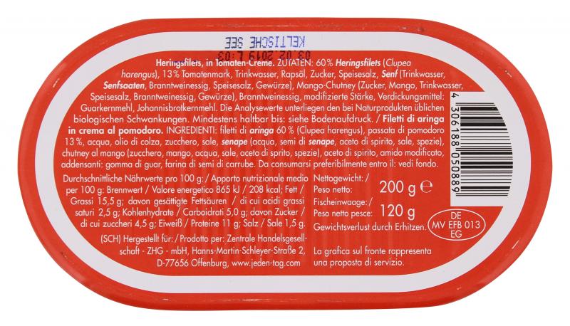 Jeden Tag Heringsfilet in Tomaten-Creme