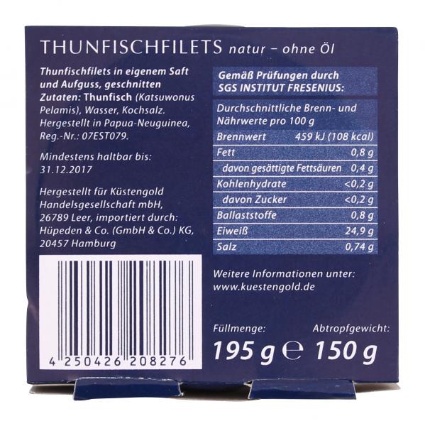 Küstengold Thunfischfilets natur - ohne Öl
