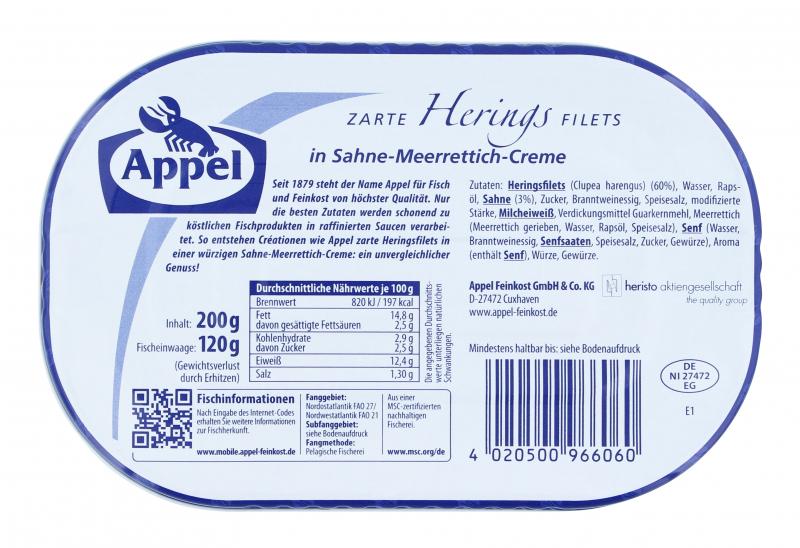 Appel Heringsfilets in Sahne-Meerrettich-Creme