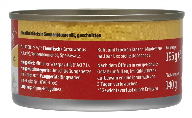 Jeden Tag Thunfischfilets in Öl
