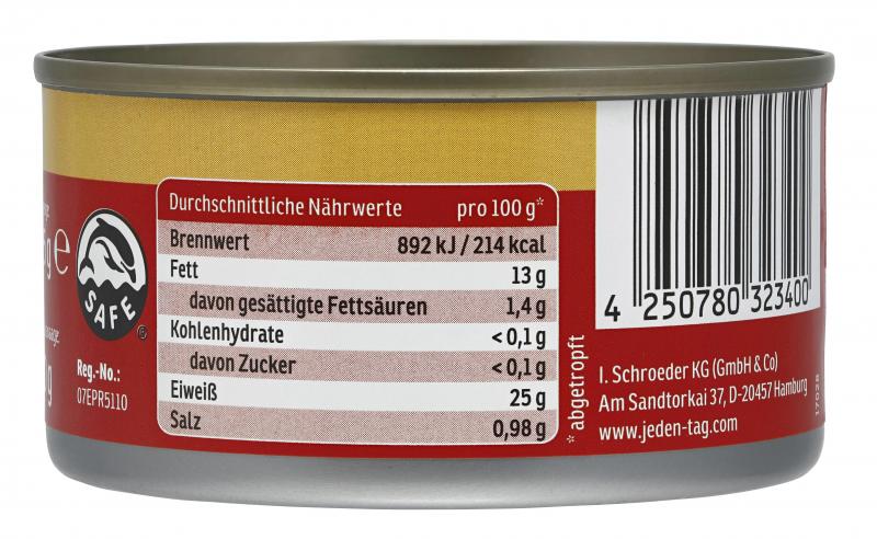 Jeden Tag Thunfischfilets in Öl