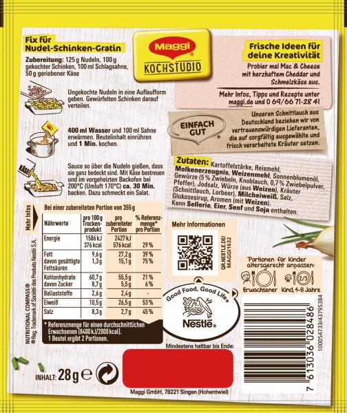 Maggi Idee für Nudel-Schinken Gratin