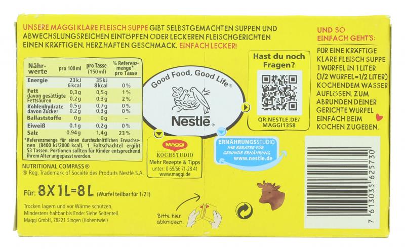 Maggi Klare Fleisch-Suppe ergibt 8 Liter