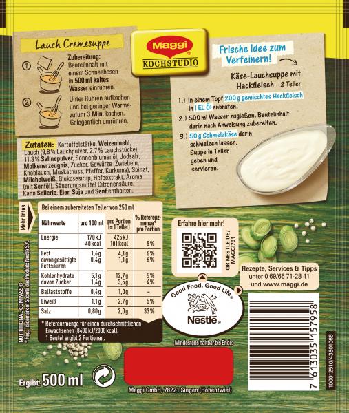 Maggi Für Genießer, Lauch Cremesuppe