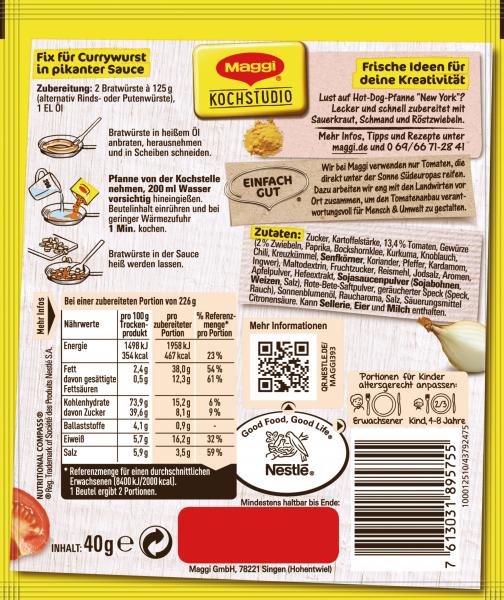 Maggi Idee für Currywurst