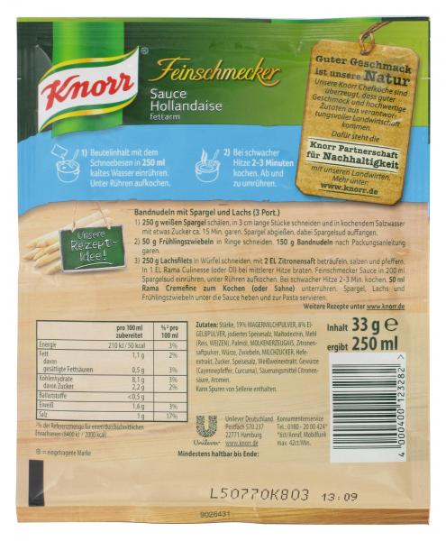 Knorr Feinschmecker Hollandaise Sauce fettarm MHD 28.08.18