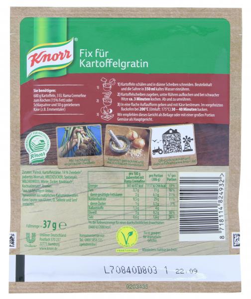 Knorr Fix Kartoffel Gratin