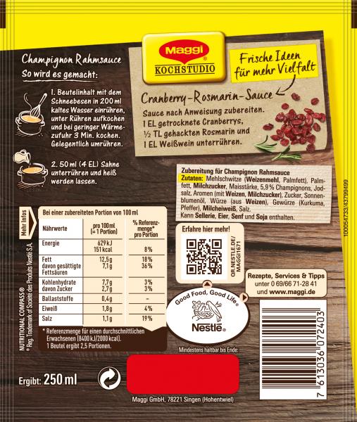 Maggi Für Genießer Champignon Rahmsauce