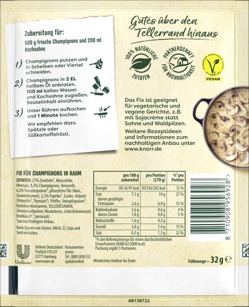 Knorr Natürlich Lecker! Champignons in Rahm
