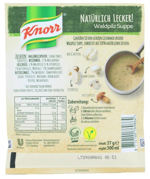 Knorr Natürlich Lecker! Waldpilz Suppe
