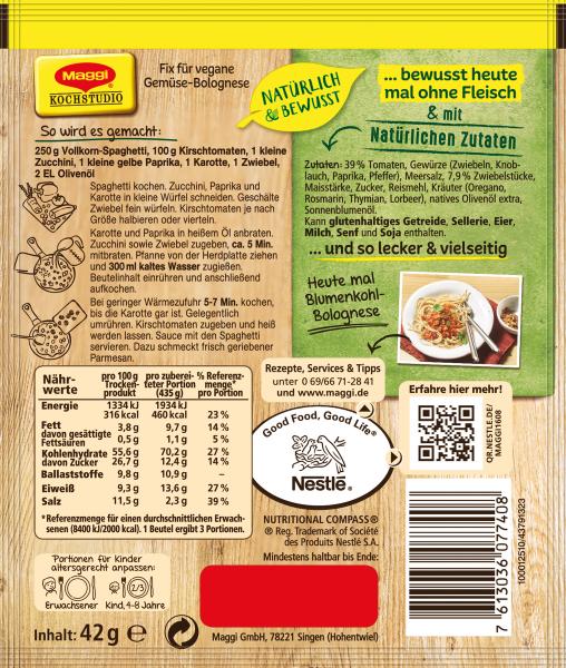 Maggi Natürlich & Bewusst Gemüse Bolognese