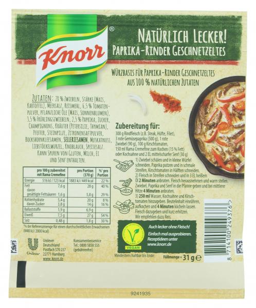 Knorr Natürlich Lecker! Paprika-Rinder-Geschnetzeltes