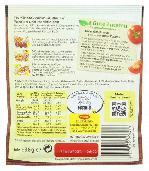 Maggi Fix für Bunter Makkaroni-Auflauf