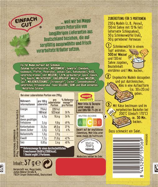 Maggi Fix für Carbonara-Nudel-Auflauf