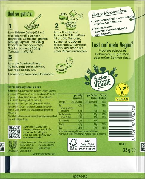Knorr Fix Veggie Gemüsepfanne Tex-Mex