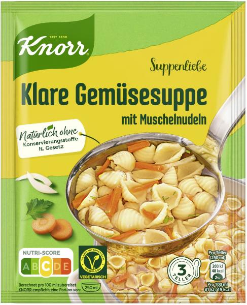 Knorr Suppenliebe Klare Gemüsesuppe mit Muschelnudeln