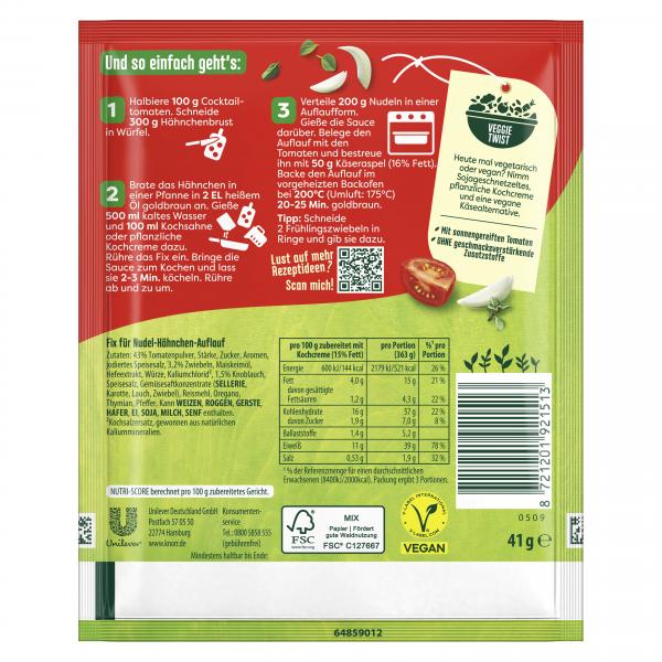 Knorr Fix Nudel Hähnchen Gratin